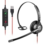 Callez USB Headset with ENC Dual Noise Cancelling Microphone for Computer PC, Laptop Headphone with MS Teams Call Button for Teams Online Meeting Office Home Work Zoom Skype Call Center Business