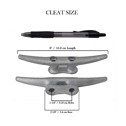 Qpuro 6 Inch Dock Cleat - Hot Dipped Galvanized Cast Iron Boat Cleats, Rope Cleat, Boat Dock Cleats- Ideal For Marine, Deck, Nautical Decor (5-Pack) #TOP1