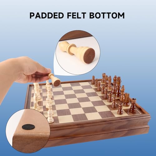 Juego de Mesa GSE 15" Ajedrez y Damas con Cajón miniatura 3