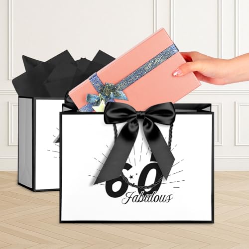 AOOSU Papierowe torby prezentowe, 32 x 22 x 10 cm, ​​papierowa torba prezentowa, torba prezentowa urodzinowa z kokardą, 1 kartka + 3 chusteczki na Boże Narodzenie, urodziny, wesela, imprezy