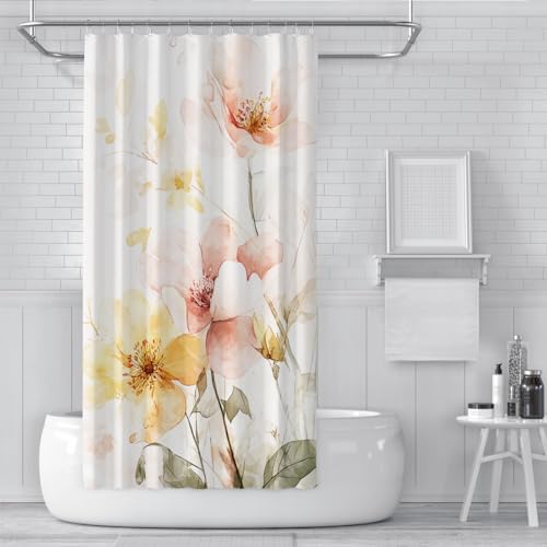 Rideau de douche pivoine aquarelle 100x180cm en polyester imperméable à séchage rapide - 3