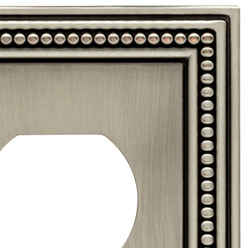 Brainerd 64776 Beaded Single Duplex Outlet Wall Plate, Brushed Satin Pewter #TOP2