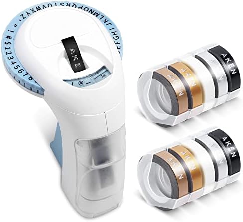 Aken Embossing Label Maker Machine, Omega S Embossed Labeler, A Protable Handheld Label Printer with 10 Rolls 3D Embossing Label, Easy to Use for Home DIY, Blue