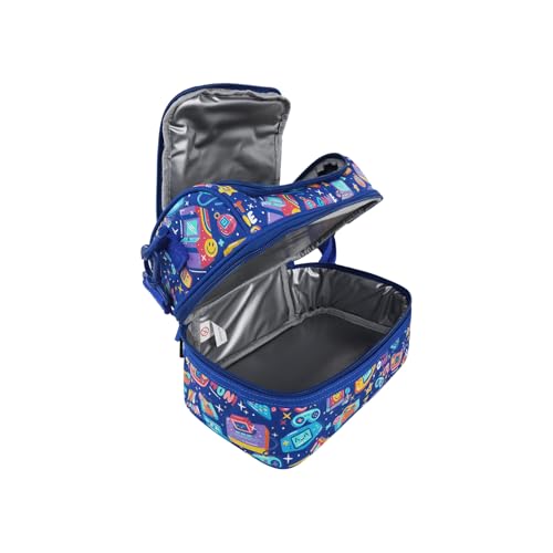 Smily Kiddos Double Decker Lunch Bag V3 for Kids – Gamer Theme in Blue Color | Stylish School Lunch Box Bag with 2 Spacious Compartments | Durable & Lightweight | Dimensions: 25 x 15 x 13 cm - Image 3