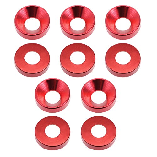 sourcing map 10Stück Senkscheibe Unterlegscheiben für Schraube Bolzen Rot 0,47 x 0,2 x 0,13 Aluminiumlegierung