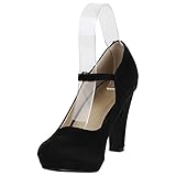 Damen Schuhe Pumps T-Strap High Heels Riemchenpumps Stilettos 157204 Schwarz Berkley 40 Flandell