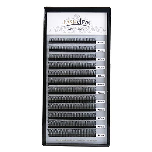 LASHVIEW Rapid Blooming Eyelash Extension 0.07mm Thickness C Curl 5D Volume Fast Fan Eyelash Extension Quick Volume Application For Professional Salon Use (mix)