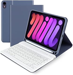 Lively Life iPad Mini 6 Keyboard Case, Bluetooth Keyboard for iPad mini 6th generation 8.3 inch, Protective Case with Detachable Wireless Keyboard, Built-in Pen Holder - Blue