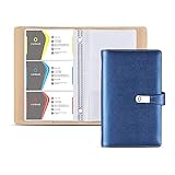 Business Card Holder Book, AHGXG Business Card Book Case PU Leather with Magnets Organization Binder Name ID Card Holder for Men & Women, Up to 200-300 Cards Capacity (150 Cells), Blue Color