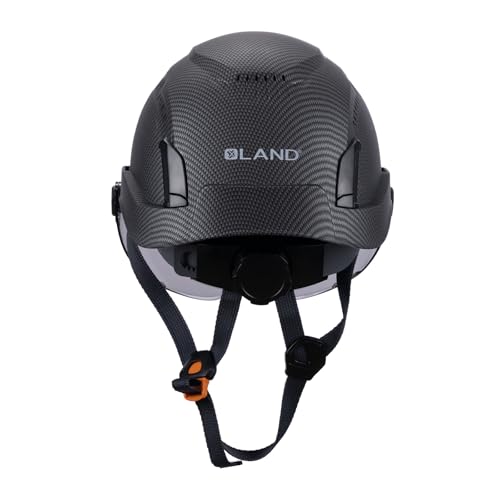 Land Helmets EcoPro Safety Helmet with Tinted Visor - ANSI/ISEA Z89.1-201 Type 1 Class C Vented - OSHA Approved - Lightweight Helmet for Arborist, Scafollding & Rescue
