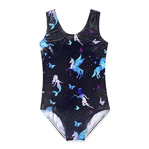 HOZIY Gymnastics Leotards for Girls Toddlers Kids Sleeveless Tumbling Outfits for Dance Print 3-4T A Sleeveless Fairy Butterfly Unicorn