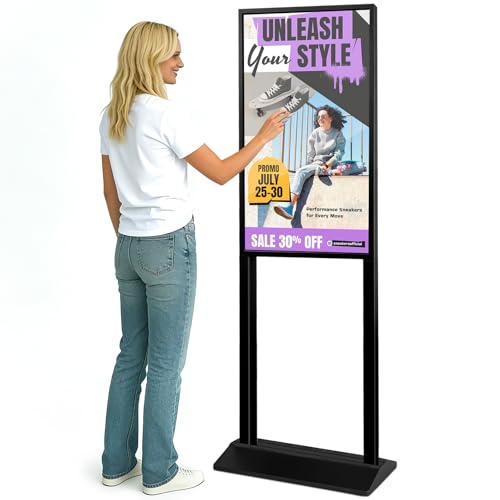 PWR4GTR 32 Inch Digital Signage Kiosk FHD 1080P G+G Capacitive Touchscreen Advertising Display 700 nits High Brightness Digital Menu Board for Restaurants/Stores