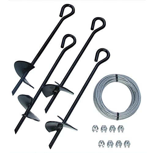 Tie Down 59075 Galvanized Cable (Includes 4 Anchors, 8 Clamps, 100 Feet Galvanized Cable), Pack , Black