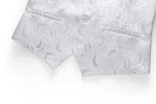 MOGU Mens Slim Fit Suit Vest Black White Floral Waistcoat4