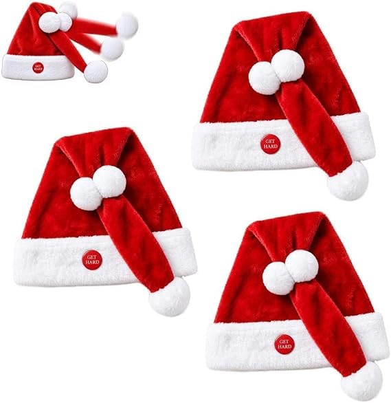 Animated Naughty Santa Hat | Funny Christmas Party Hat (3pcs)