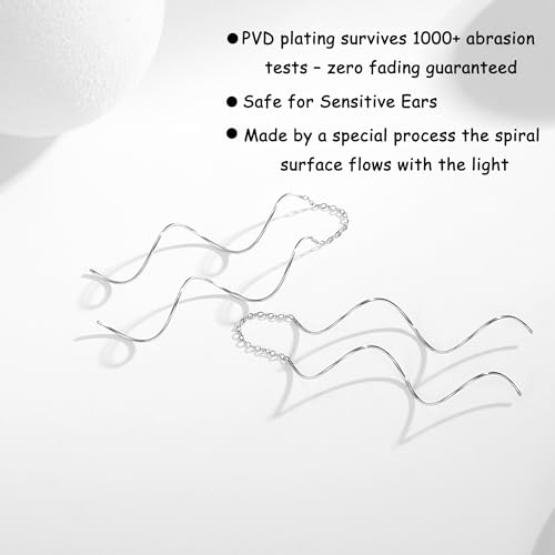 Chain Earrings For Women Dangling Spiral Threader Earring Drop，Suitable For Gift Giving, Perfect For Your Birthday Party, Christmas, Gift Giving.4