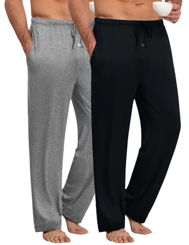 Ekouaer Pijama de 2 piezas para hombre ligeros para hombre ropa de estar por casa y ropa de dormir pijamas para hombre de ajuste cómodo cuadros blancos azules y negros, XL