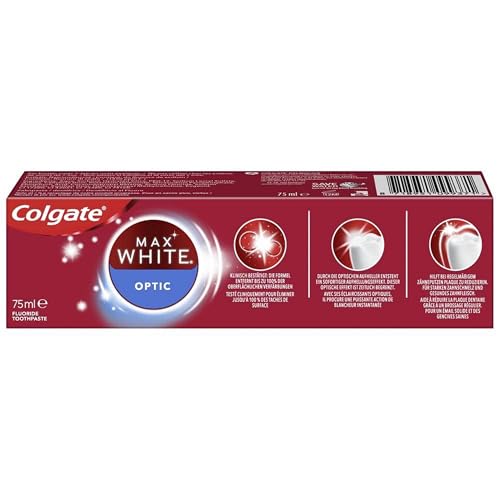 Colgate Zahnpasta Max White Optic 4x75 ml – entfernt bis zu 100% der Oberflächenverfärbungen für eine sofortige Zahnaufhellung* und ein weißeres Lächeln – Bild 4