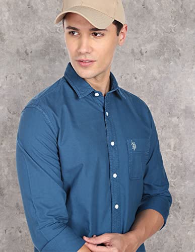 Image of U.S. POLO ASSN. Regular Fit Shirt for Men - 100% Cotton, Breathable & Comfortable, Full Sleeves Casual Shirt for Men