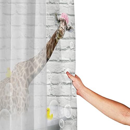 Sayiruld Funny Giraffe Shower Curtain Animal Waterproof Shower Curtain With Plastic Hooks 72X72 Inch #TOP2