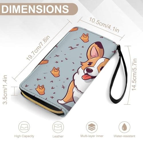 Womens Leather Wallets with Wristlet Strap Corgi Wallet for Women Card Phone Holder Ladies Purse2