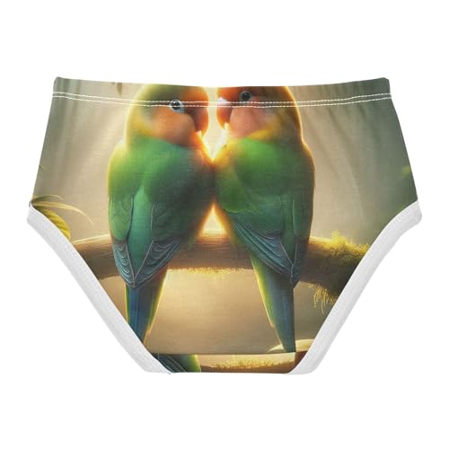 Toddler Girl Briefs, Parrot Tropical Love Birds Girls Cotton Underwear, 2–8 Years2