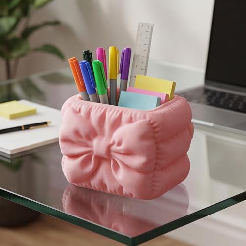 Image of Make up organizer, Pen stand for table, makeup organizer, pen holder for desk, pencil holder, office desk organizer, makeup holder for women (Bow-shaped)