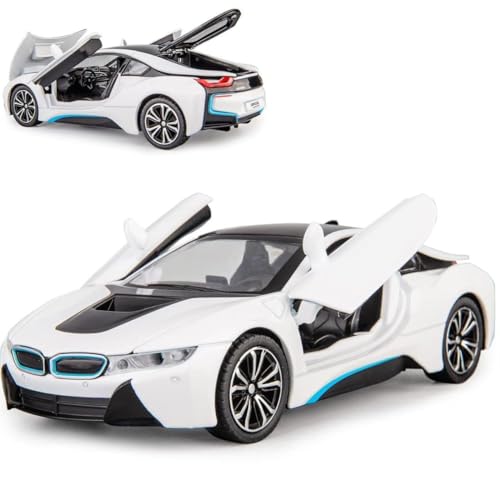 Image of BMW i8 1:24 Model Toy Car with Box, Zinc Alloy Pull Back Toy car with Sound and Light for Kids Boy Girl Gift [Colors as Per Stock]