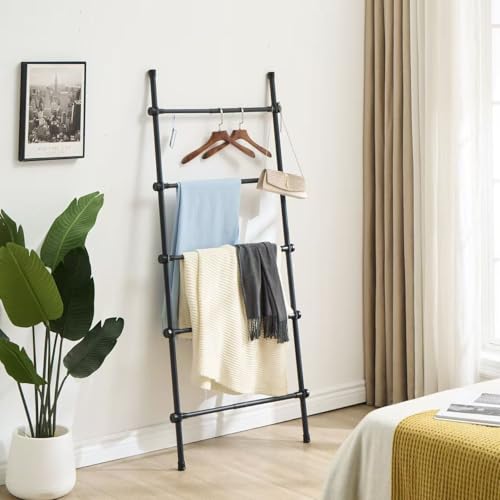 Blanket Ladder Black Expandable Width (17.3-32.3 inch) 5.4 Ft Tall