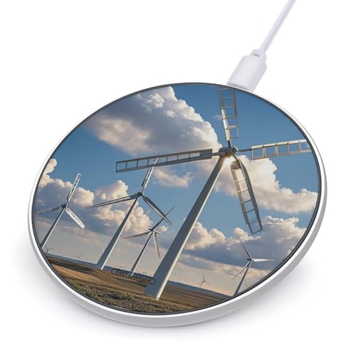 Windmills Wireless Charger, 10W Qi-Certified Fast Wireless Charging Pad with USB Cable & LED Indicator Fashion Charger Mat Portable Charging Station for All Qi-Enabled Phones