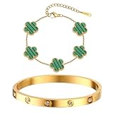 MPRAINBOW Womens Stackable Gold Bracelets Jewelry, 18K Gold Plated Floral Bracelet,Bangles Non Tarnish, Gold Cubic Zirconia Chain Set Trendy Gift,Christmas Valentines Birthday Gifts for Girlfriend