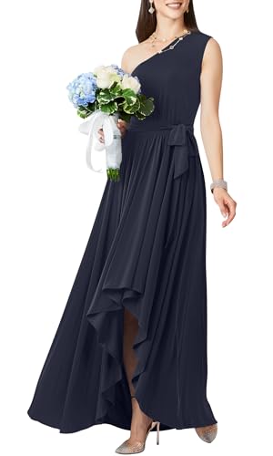 Image of KOH KOH Womens One Shoulder Cocktail Bridesmaid Wedding Guest Maxi Dress