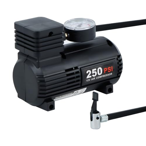 Streetwize - Compact Air Compressor with Gauge - 12V - Portable Tyre Inflator, Analogue Pressure Gauge (SWAC1)