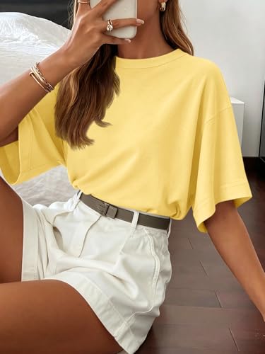 Image of Tankaneo Womens Oversized Batwing Short Sleeve T Shirts Summer Casual Round Neck Tunic Tops Loose Fit Basic Tees