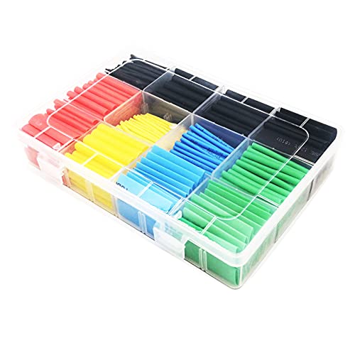 530 pcs Heat Shrink Tubing Kit,Waterproof Heat Shrink Tubes Wire Wrap,Self-Solder Wire Connectors,Multicolor Assortment Marine Grade Repair Wire Cable with Storage Case(5 Colors 12 Sizes)