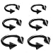 Joybeauty 6mm 10mm 14mm Unisex Stainless Steel Spike Horseshoe Hoop Ear Cartilage Helix Septum Circular Barbells Earrings 16G Pack of 6 Pcs (Black)