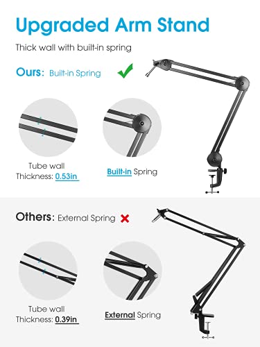 Puroma Microphone Arm Stand Adjustable Suspension Boom Scissor Arm Stand Upgraded Heavy Duty Microphone Stand With 5 Ties For Blue Yeti, Snowball, And Blue Yeti Nano (Medium) #TOP2