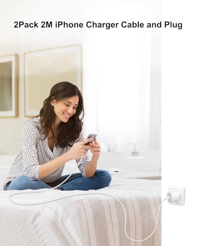 20 W iPhone snellader, 2 stuks, iPhone-oplader, USB C met Lightning-kabel, 2 m, USB C-adapter en snellaadkabel voor Apple iPhone 14 Pro Max/14 Plus/13 Pro/12/11X/XR/XS/8/Mini/iPad - Afbeelding 6