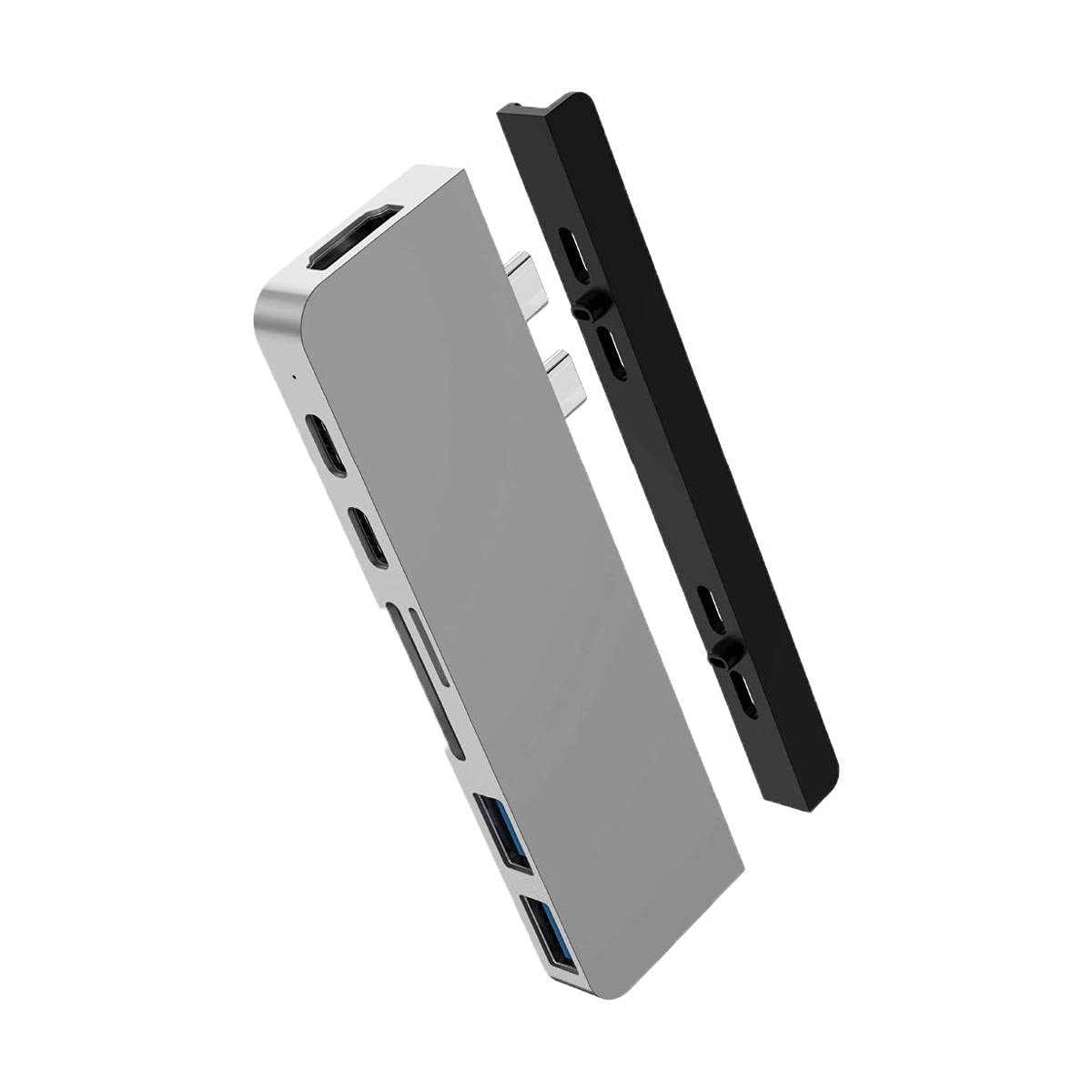HyperDrive Duo 7-in-2 MacBook USB C Hub — for Mac w/Dual Ports, 4K60Hz HDMI, 40Gbps USB-C 100W Power Delivery, USB-A, SD/MicroSD, Magnetic Mount — (Silver)
