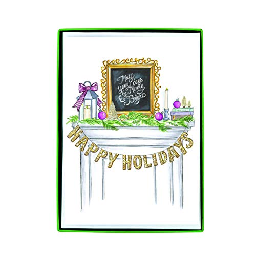 Cartes de Noël Happy Holidays Graphique pour vos messages chaleureux au coin du feu près du manteau