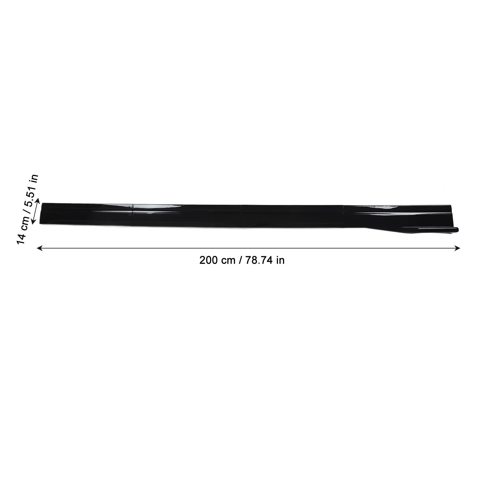 78.7in Gloss Black Side Skirt Extension Rocker Panel Spoiler Lip Splitter per Universal Car, Riduce la Resistenza All'aria, Migliora L'aspetto