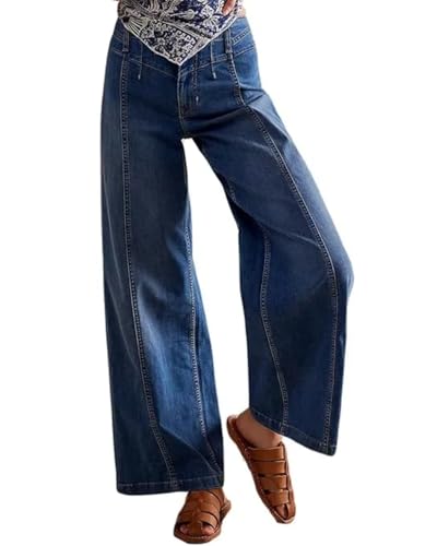 LifeShe Women's Flare Bell Bottom Jeans High Waisted Bootcut Jeans Baggy Stretchy Wide Leg Denim Pants