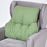 HOMESCAPES Dark Green Back Support Cushion Thick Lumbar Cushion for Armchair, Desk Chair or Sofa Soft 100% Cotton Orthopaedic Posture Cushion, 15cm Deep