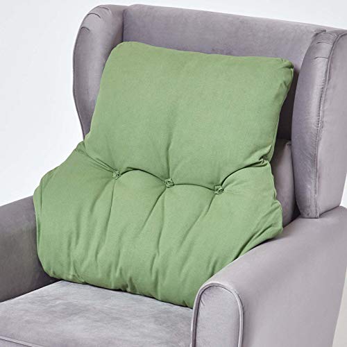Homescapes Cojín lumbar verde con funda de algodón para sillón silla de oficina sofá o cama 15 cm de grosor cojín lumbar ergonómico para aliviar la espalda y la columna vertebral color verde bosque