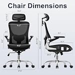 marrap Ergonomic Office Chair, Mesh Seat Cushion with 3D Armrests and 3D Headrest, Adjustable Lumbar Support with 90-120° Rocking Function, Black - Image 2