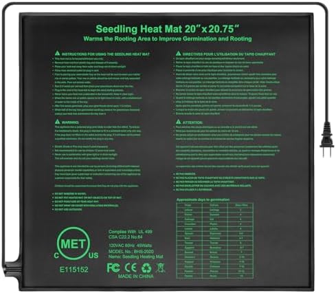 AC Infinity SUNCORE Heizmatte 122x53 Cm – Mit Digitalem Thermostat, Perfekt Für Keimung & Indoor-Gartenbau!