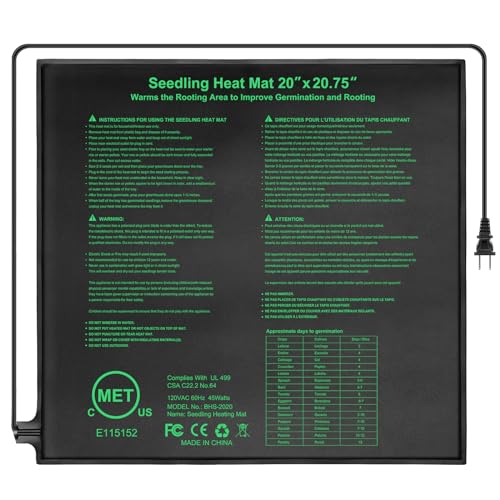 HYDGOOHO Seedling Heat Mat 20" x 20.75" Warm Hydroponic Plant for Indoor Gardening Germination Starting, Waterproof Durable