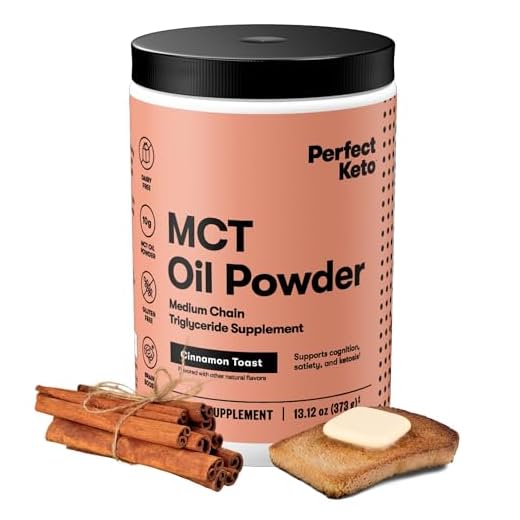 Perfect Keto MCT Oil C8 Powder, Coconut Medium Chain Triglycerides for Pure Clean Energy, Ketogenic Non Dairy Coffee Creamer, Bulk Supplement, Helps Boost Ketones, Cinnamon Toast