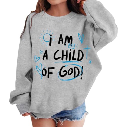 Teen Girls Pullover Hoodies Crew Neck Cute Long Sleeve Sweatshirt Oversized Toddler Basic Comfy Hooded