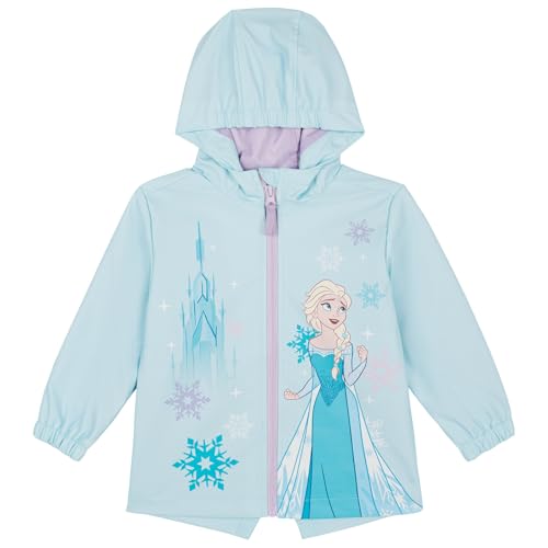 Disney Frozen Queen Elsa Little Girls Zip Up Waterproof Rain Jacket Aqua Blue 6